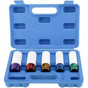 Soleil - Jeu de 5 Douilles &agrave; Chocs pour Les Jantes Drive M&eacute;trique Extra &agrave; Paroi Mince de Roue, Taille 15, 17, 19, 21, 22 mm