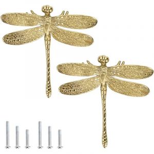 BEBUSINGOTO 2 Pack laiton tiroir bouton poign&eacute;e, armoire armoire vanit&eacute; poign&eacute;e - boutons de meubles avec