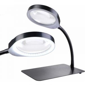 Lampe Loupe, Grossissement 10X Loupe de Table Daylight Flexible loupe de Bureau pour Travaux, R&eacute;paration, Montre, Cosm&eacute;tologie (Noir, 10X)