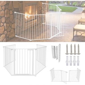 Hengda - Barriere de securite avec 5 Pans Protection Cheminée Pare-Feu de Cheminée 310x75cm Barrière de Sécurité Blanc pour bébé Animaux Enfant