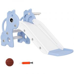 Aire de jeux - Toboggan 3-en-1 - pour enfants (1&ndash;3 ans) avec panier de basket et ballon, structure HDPE, bleu