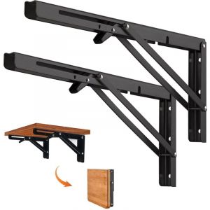 Lot de 4 Equerre Etagere Pliante 350mm, Equerre Rabattable Murale,accessoires pour camping-car Support Console Pliable 70KG Porteur