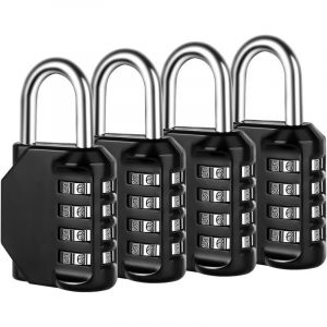 Serrure &agrave; combinaison, paquet de 4, cadenas &agrave; combinaison &agrave; 4 chiffres pour casier de sport, cl&ocirc;ture, bo&icirc;te &agrave; outils, &eacute;tui, rangement d'armoire &agrave;