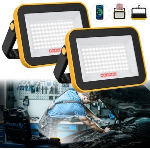 Projecteur Led Rechargeable, 5 Modes Projecteur Led Chantier Batterie avec C&acirc;ble USB, 4000mAh Lampe de Chantier Portable, IP42 &Eacute;tanche Lampe de