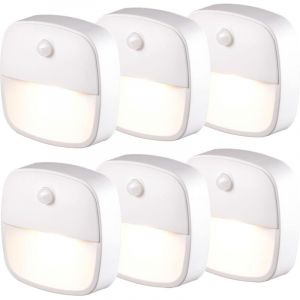 Veilleuse LED avec d&eacute;tecteur de mouvement, lot de 6 veilleuses avec d&eacute;tecteur de mouvement et piles, lampe d'escalier autocollante, lampe de placard