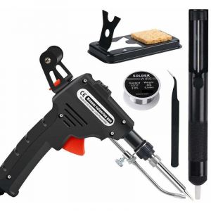 Fer &agrave; Souder et Dessouder &Eacute;lectrique - Pistolet &agrave; &Eacute;tain &agrave; Chauffage Int&eacute;rieur avec Ensemble de Pistolet &agrave; Souder Automatique 60W - Outil &agrave; Souder