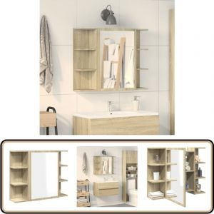 Vidaxl - Armoire &agrave; miroir de bain Ch&ecirc;ne sonoma 80x20,5x64 cm Agglom&eacute;r&eacute; - Meuble De Salle De Bain - Armoire Murale - Meuble Lavabo - Rangement Salle
