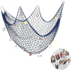 1.5 x 2M Beige Filet de Peche Decoratif,D&eacute;coration en R&eacute;sille avec Coquilles,M&eacute;diterran&eacute;en Style D&eacute;coration Murale pour la Maison et Le Mur