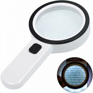 Loupe de Lecture &eacute;clair&eacute;e , Loupe 30X avec 12 LED Lumi&egrave;re, Loupe Grossissante &agrave; main, Loupe Eclairante pour Lecture, Bijoux