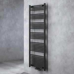 Radiateur de Salle de Bain Sèche-Serviette 180x60cm Radiateur Tubulaire Vertical Chauffage Électrique Gris-Noir avec Résistance Noire pour Radiateur