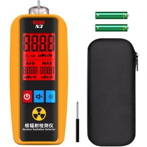 N3 Détecteur de Rayonnement Nucléaire Compteur Geiger avec Grand Écran Alarme Commutable Dosimètre Radioactivité Détecteur de Radiation x Bêta Gamma