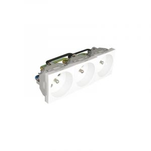 Efapel - Prise triple de courant avec protection 6 modules blanc pour goulottes