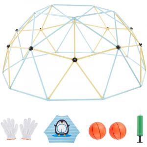 Mophorn D&ocirc;me d'escalade g&eacute;om&eacute;trique 305 cm, structure &agrave; grimper avec filet et 2 ballons de basket, cadre robuste supportant jusqu'&agrave; 453 kg, aire de