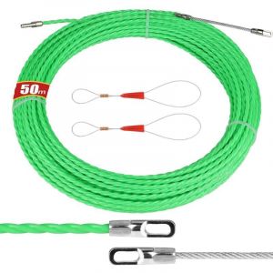 Tire Fils Electricien Aiguille 50m, Diam&egrave;tre 4.5mm, Diam&egrave;tre 4.5mm, Tire Fil Cable avec 2 Ressorts de Guidage, Ruban &agrave; Poisson Fibre de Verre pour