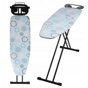 Kadax - Table à Repasser 120 x 38 cm, Planche à Repasser Pliable avec Housse en Coton, Support pour Fer, Pieds Antidérapants et Hauteur Réglable