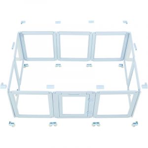 Mophorn Parc de mise bas pour chien, 193 x 124,5 x 76,5 cm, caisse pour chiots avec fen&ecirc;tres transparentes et serrure, cadre bleu, kit robuste pour