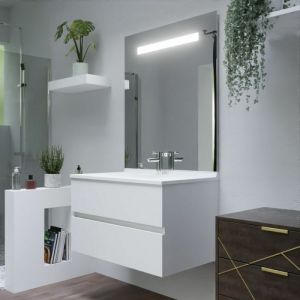Cuisibane - Meuble vasque l 90cm p 55cm romy avec miroir led El&eacute;gance ht105