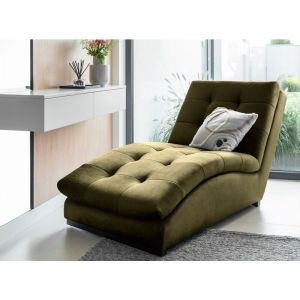 Chaise longue en velours bora &ndash; Moderne & confortable-Vert kaki