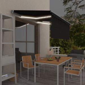 Auvent manuel rétractable avec store et led Store Banne Marquise 3x2,5 m Anthracite 69375