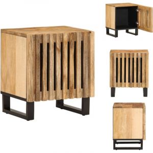 Table de chevet 40x34x46 cm bois de manguier massif brut - Table De Chevet - Meuble Industriel - Table De Nuit - Bois Massif - Manguier