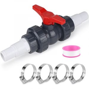 Vanne Piscine avec Raccord Tuyau pour Tuyau Piscine 32-38mm Raccord Tuyau d'arrosage Raccord Piscine Robinet d'arr&ecirc;t 1 1/2"(50mm), 2 Raccord Tuyau