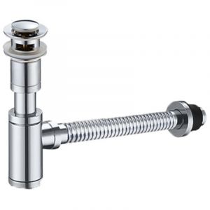 Crea - Siphon universel pour évier avec bonde et bonde de salle de bain complète pour évier Argent 1/4 x 30 mm Siphon escamotable, siphon de vidange