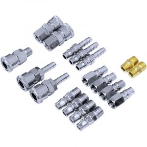 Lot de 18 raccords pour compresseur d'air - Raccord rapide - Raccords pneumatiques - Coupleur de tuyau d'air &agrave; connexion rapide