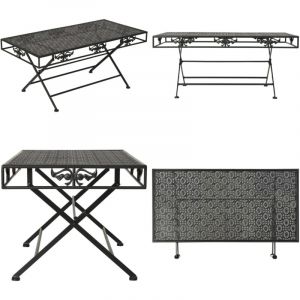 Table basse pliante Style vintage Métal 100x50x45 cm Noir - Table Basse Pliable - Table D'appoint - Style Vintage - Table En Métal - Meuble Salon