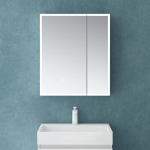 Mai & Mai Armoire de Toilette avec &Eacute;clairage LED Armoire Suspendue de Salle de Bain avec Miroir Armoire Miroir Mural 60x15x70 cm Blanc Mat