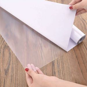 Papier Adhesif Pour Meuble Transparent 60&times;500cm Vynile Adh&eacute;sif Film Papier Peint Autocollant Polyphane Transparent Rouleau Couvre Livre Adhesif