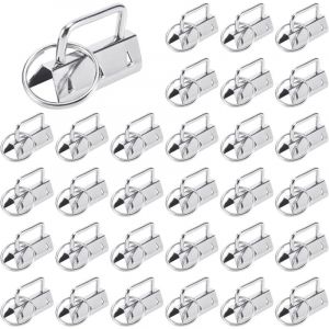 Lot de 30 clips en m&eacute;tal argent&eacute; pour sangle de sangle, pi&egrave;ces perfor&eacute;es en m&eacute;tal, clips avec bordure, clips porte-cl&eacute;s