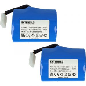 2x Batteries compatible avec Neato XV-15, XV-21, XV-14 outil &eacute;lectrique aspirateur, robot aspirateur (6000 mAh, Li-ion, 7,4 v) - Extensilo