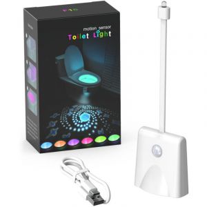 Lampe LED Toilette, WC Lumi&egrave;re Veilleuse avec D&eacute;tecteur de Mouvement et &Eacute;tanche 7 Couleurs, USB Rechargeable Toilettes Lampe De Si&egrave;ge avec Lampe