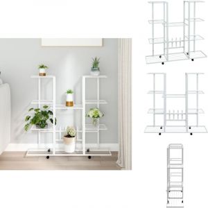 Vidaxl - Jardinière avec roues 94,5x24,5x91,5 cm Blanc Fer - Support Plante - Jardinerie - Étagère Plantes - Fleuriste - Décoration Intérieur