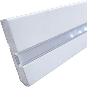 Lot de 5 plinthes LED en MDF prépeint blanc, L.2,44 m x H.7,8 cm, Ep.14 mm