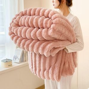 Couverture Chaud Lapin pour Femmes Adultes Plaid Polaire Epais et Lourd Doudou Adulte D&eacute;co Salon Chambre Literie Douceur Hivernale-200230cm