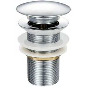 Bonde de Lavabo Pop-up sans Trop-Plein en Laiton Chrom&eacute; G 1-1/4, &Eacute;quip&eacute;e d'un Syst&egrave;me d'Ouverture et de Fermeture Facile &agrave; Bouton-Poussoir.