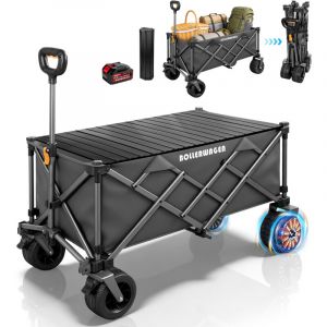 Chariot &eacute;lectrique Pliable 280L 120KG avec 50W Double Moteur Sans Balai, avec Plateau, 4.0AH Batt. 3 Vitesses, Compat. Makita 14.4V Batt. Enfants de