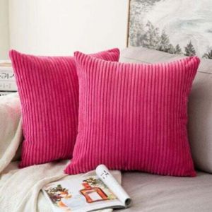 45x45cm Fushia Lot de 2 Decorative Housse de Coussin en Velours C&ocirc;tel&eacute; Canap&eacute; Taie d'oreiller Douce pour Maison Salon Chambre Lit