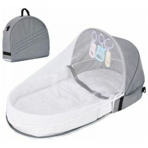 Lit de voyage pour b&eacute;b&eacute; avec moustiquaire &agrave; baldaquin, lit b&eacute;b&eacute; pliable avec moustiquaire Lit de voyage bionique en coton respirant Nid c&acirc;lin