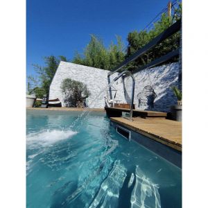 Canon Jet ZENLYS d'eau piscine INOX 1m avec Embout de massage 3 trous Tube Cascade Col de Cygne