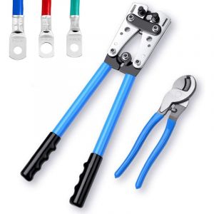 Pinces &agrave; Sertir pour Cosses Electrique de Batterie de C&acirc;ble 6-50mm&sup2;, R&eacute;glable professionnelle Multicouche Pince a Sertir avec Coupe-c&acirc;ble