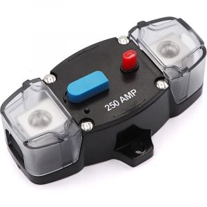12-24 volts DC 250A disjoncteur r&eacute;initialisation manuelle, 0-8 jauges Trolling moteur Auto voiture st&eacute;r&eacute;o Audio en ligne fusible bloc supports