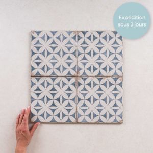 Nanda Tiles - Carrelage Imitation Carreaux de Ciment grafton 20x20cm (0,52m2) Abbey Blue - Les Carreaux de Jean