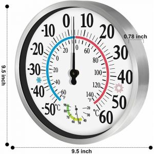 Thermomètre extérieur 12' Grands chiffres - Thermomètre extérieur intérieur sans fil 2 en 1 Thermomètre hygromètre, thermomètre mural hygromètre