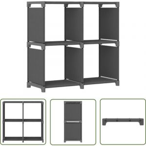 The Living Store &Eacute;tag&egrave;re d'affichage 4 cubes Gris 69x30x72,5 cm Tissu - &Eacute;tag&egrave;re - Biblioth&egrave;que - Rangement - Meuble Design - Int&eacute;rieur