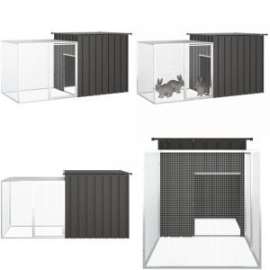 Clapier Anthracite 200x91x100 cm Acier galvanisé - Cage à Lapins - Clapier Lapin - Abri Lapin - Accessoires Lapin - Animal Domestique - Home & Living