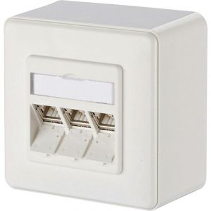 Prise r&eacute;seau montage apparent (en saillie) cat 6a 3 ports Metz Connect 130B12D30002-E blanc pur R01208