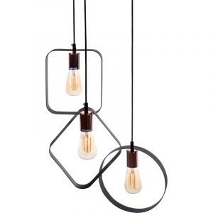 Lustre Design Suspension en Métal Noir et Cuivré pour Ampoules Filament E27 Max. 40W Triple Abat-jour pour Salon Style Industriel Minimaliste Beliani