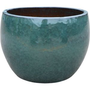 Pot grande taille d'extérieur romulus 21x15cm bleu azur, fait main en terre cuite émaillée, résistant au gel